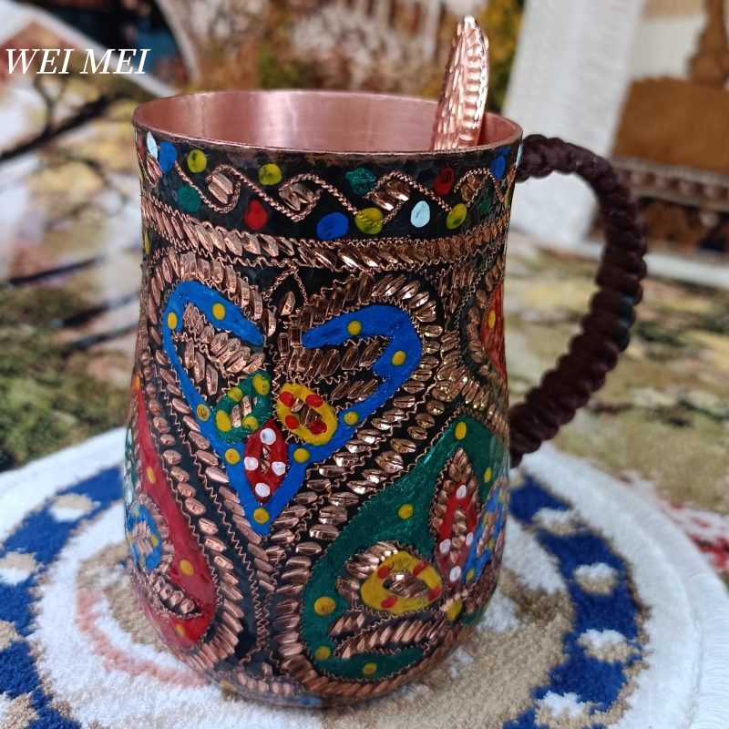Juice Tea Coffee - Pattern Random Vintage Copper Coffee Mug,Camping
