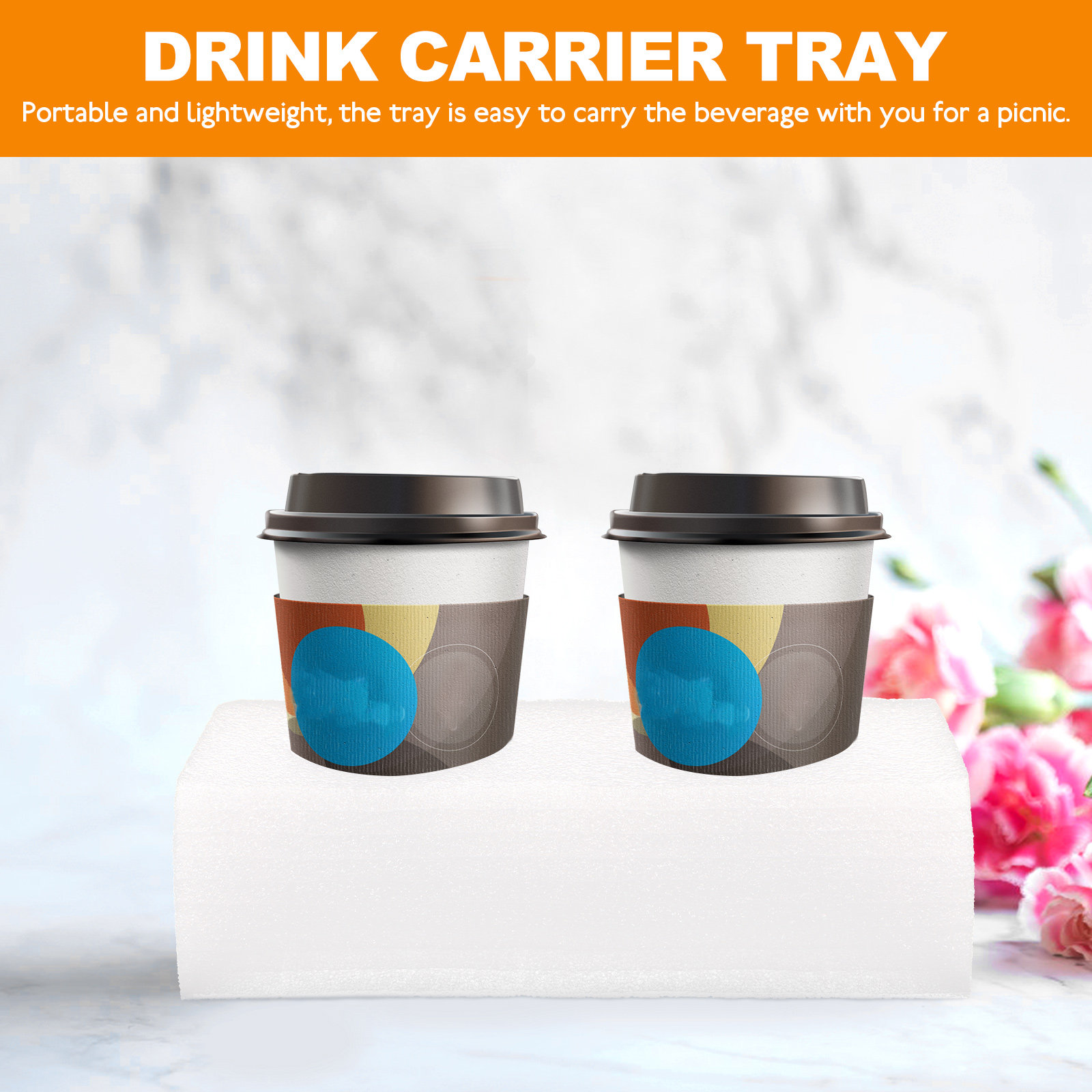 Coffee Tea Drinks - 2Pcs Drink Carrier Tray Multi-Hole Cup