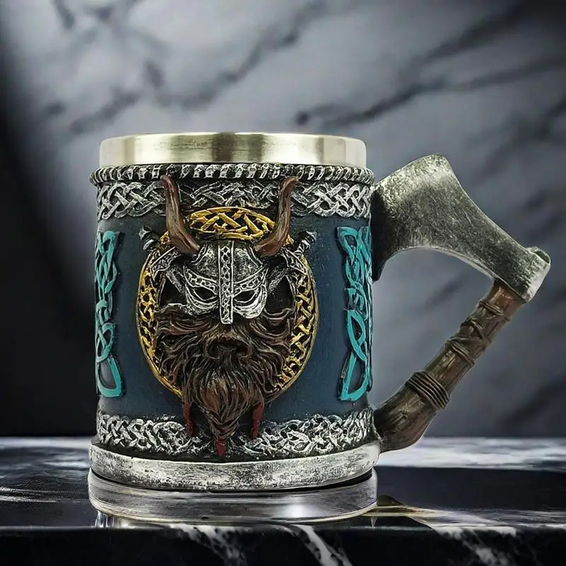 Coffee Tea Tumbler - Viking Beer Glass Valhalla Resin Stainless