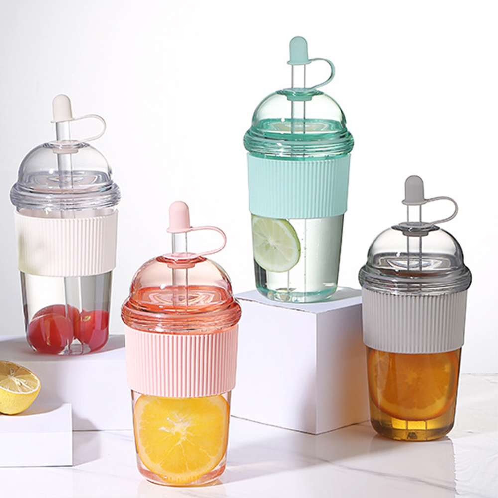 Coffee Jelly Tea - 1pc 430ml Portable Flip Straw Cup