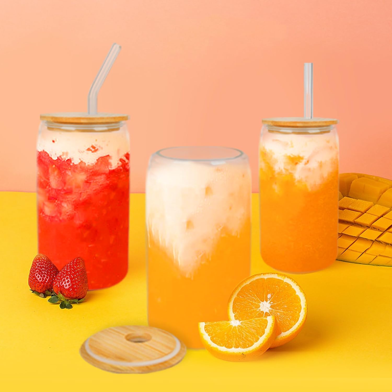 16oz Drinking Glasses with Bam - مراجعة Juice Tea Coffee وسعره