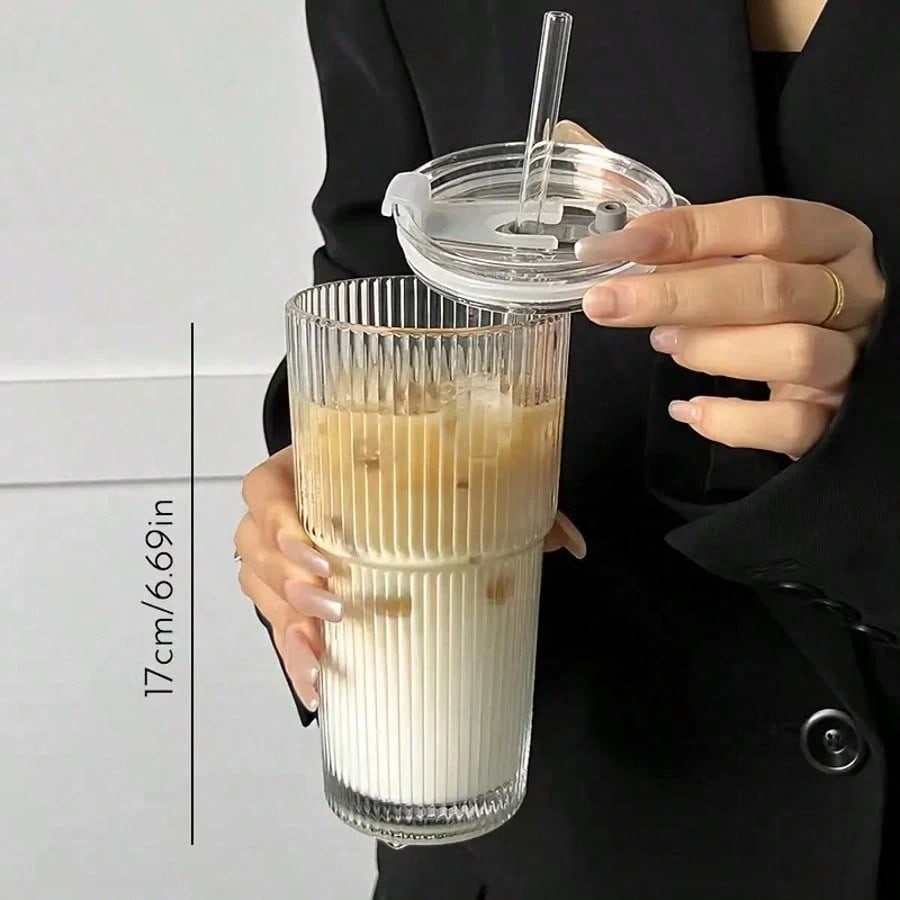 2 PCS Glass Cups With Lids And - مراجعة Juice Tea Coffee وسعره