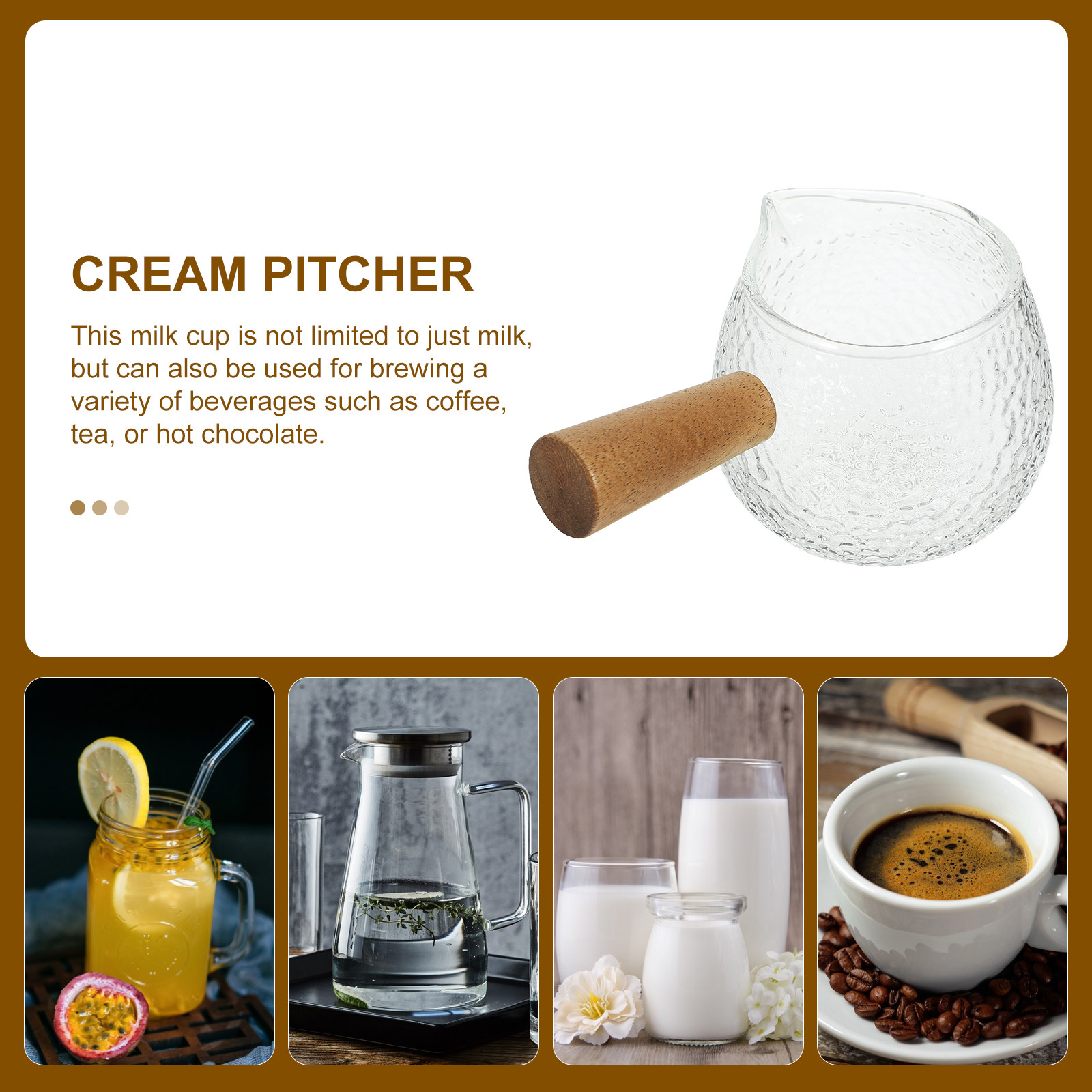 1pc Wooden Handle Glass Milk P - مراجعة Coffee Tea Creamer وسعره