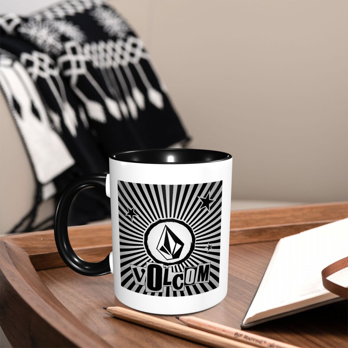 V-Volcom Logo Mug Funny Cerami - مراجعة Coffee Tea Logo وسعره