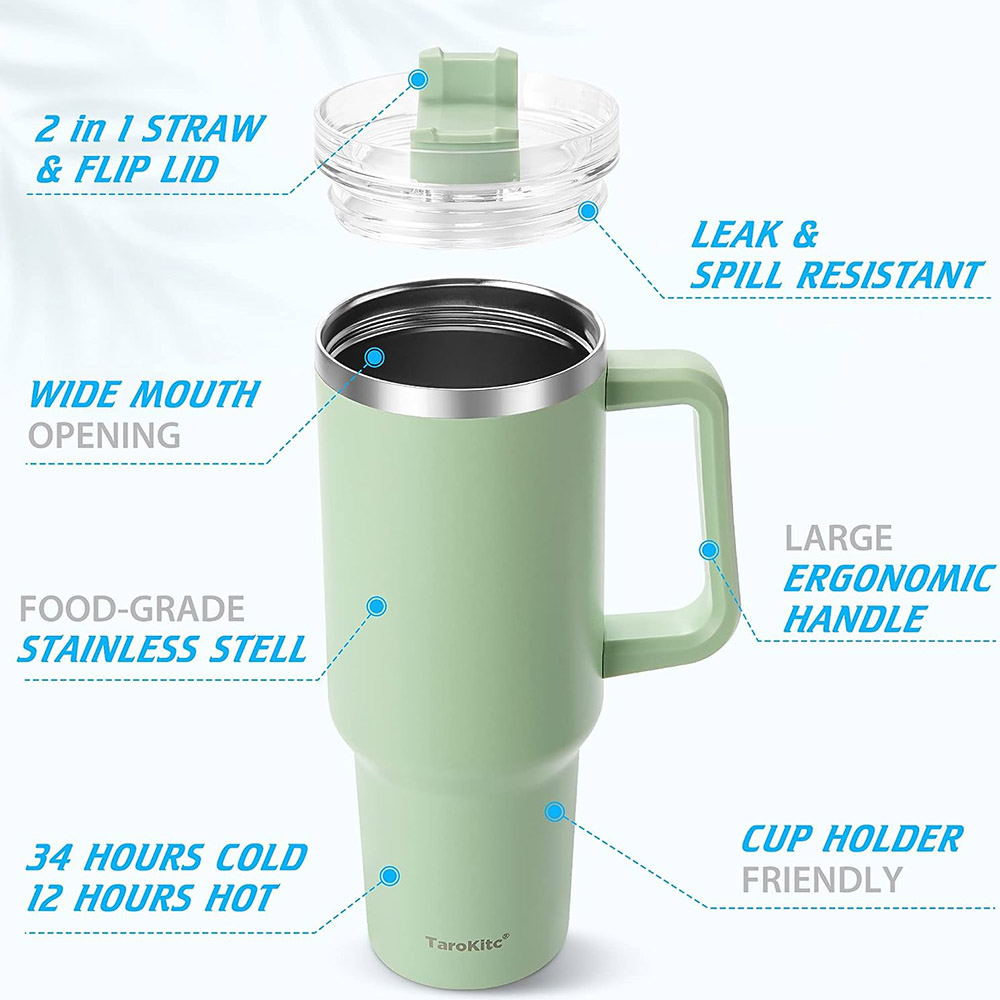 40oz Tumbler with Handle and S - مراجعة Coffee Tea Tumbler وسعره